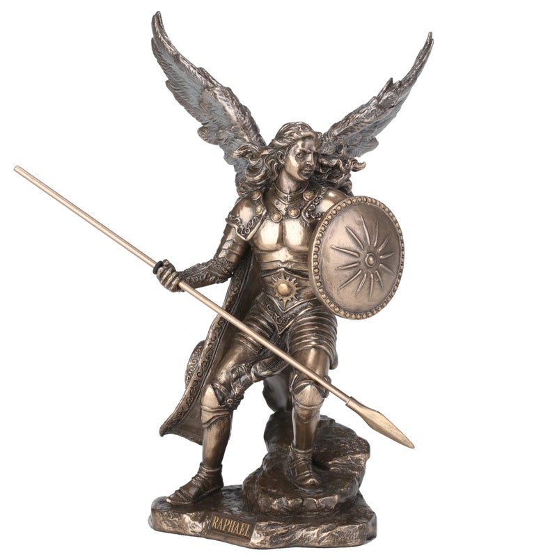 Unicorn Studio 9 1/2 Inch Archangel Raphael Cold Cast Resin Antique Bronze Finish Statue - Image 1